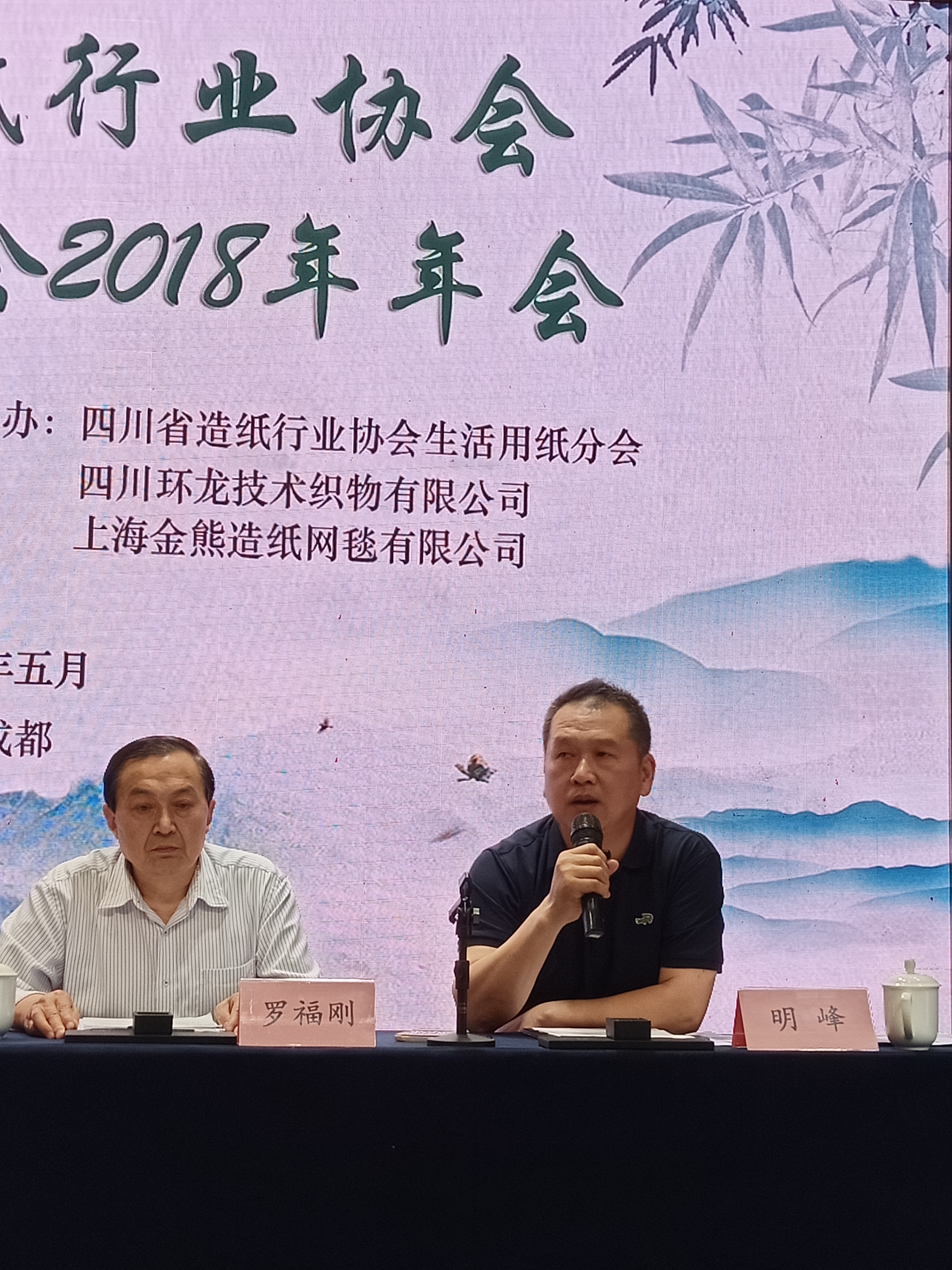 省紙協(xié)生活用紙分會(huì )會(huì )長(cháng)明峰在生活用紙分會(huì )2018年年會(huì )上講話(huà)